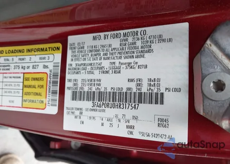 2017 Ford Fusion Hybrid Titanium из США, поврежденный, VIN 3FA6P0RU0HR317547